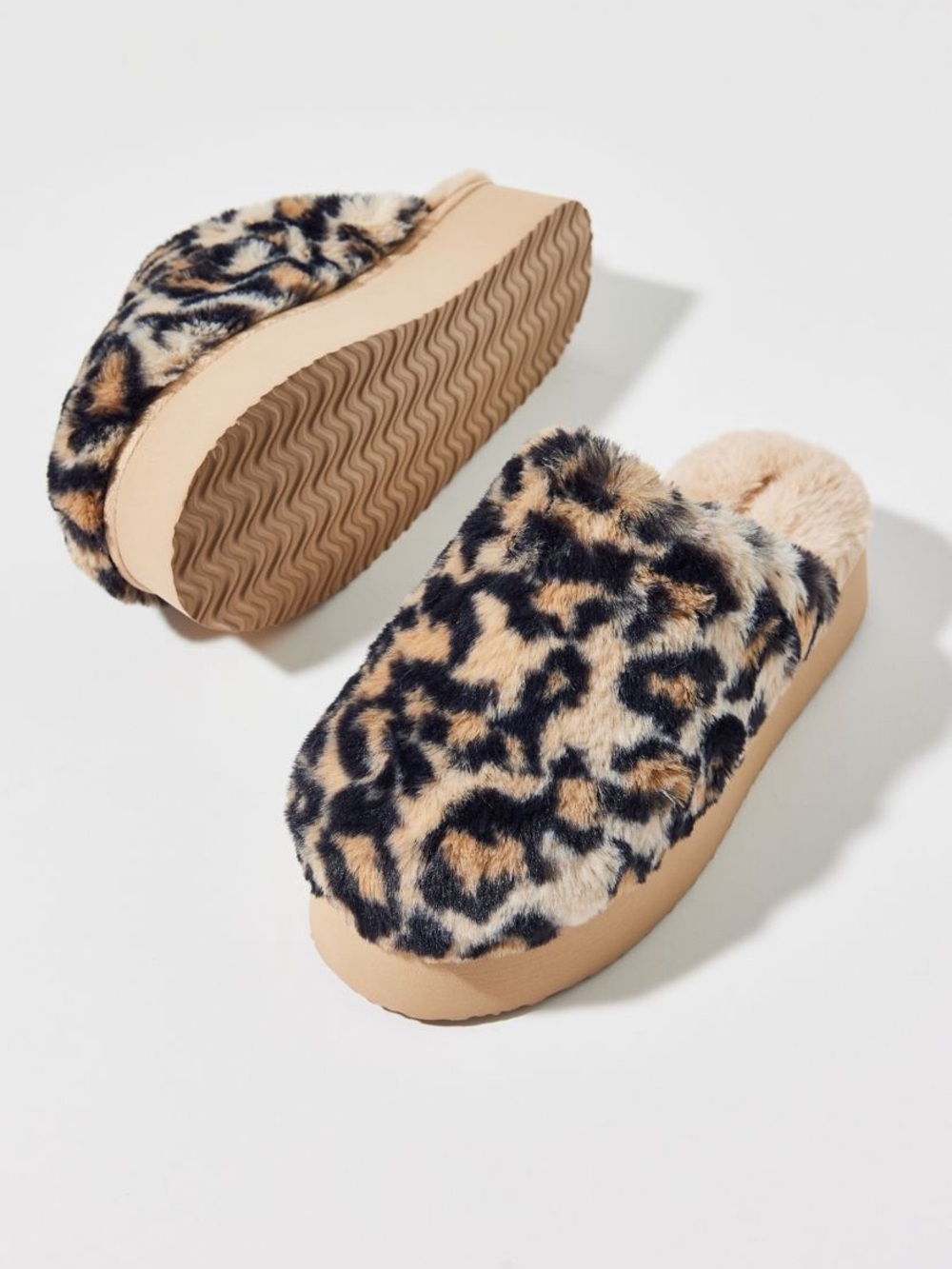 Urban Outfitters Printed Fleece Platform Slipper